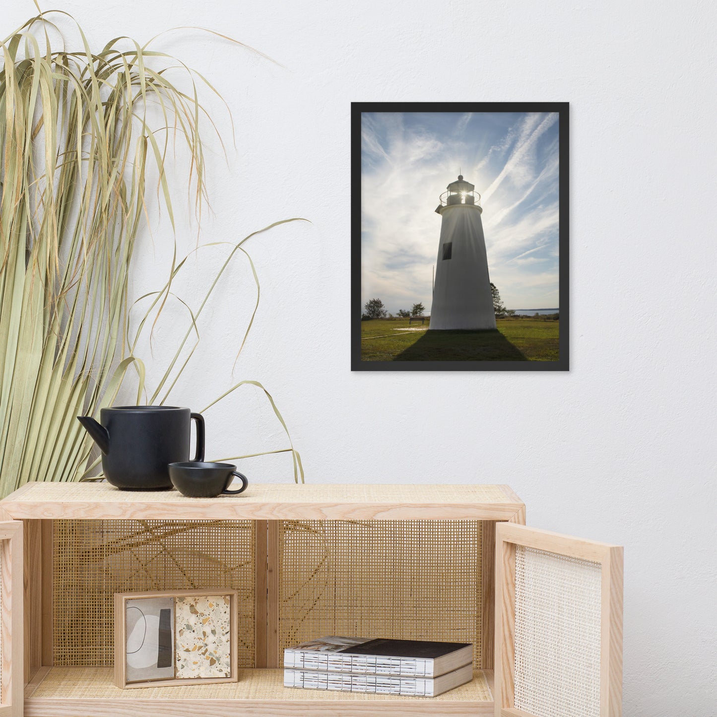 Turkey Point Lighthouse with Sun Flare Framed Photo Paper Wall Art Prints