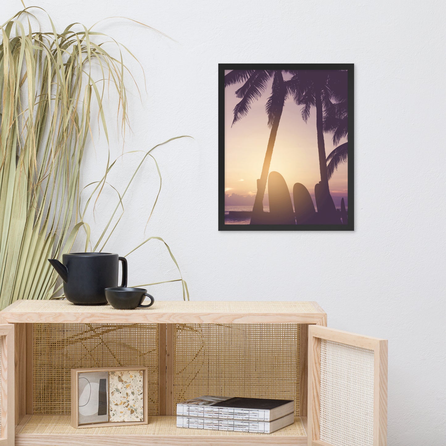 Surfer's Sunset Tropical Coastal Scene Lifestyle Photograph Framed Wall Art Print
