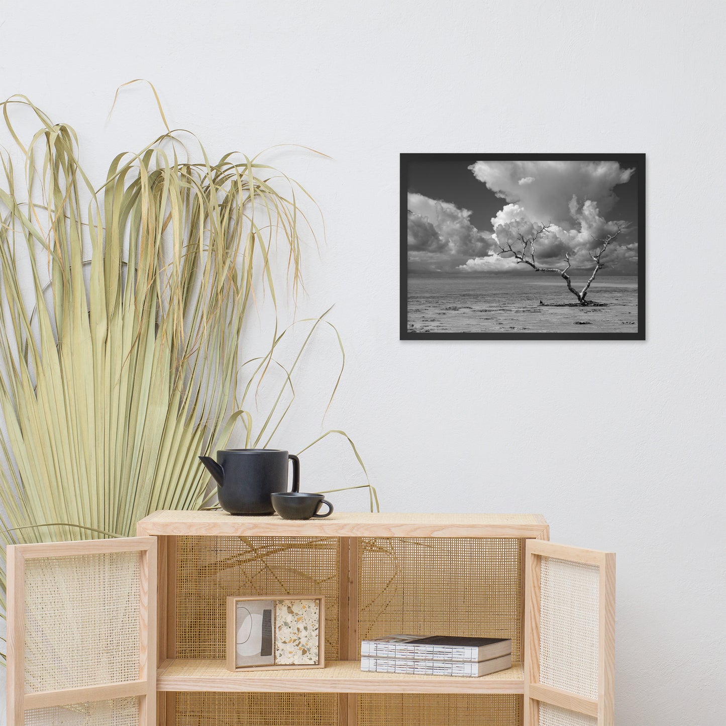 Wanderlust High Contrast Black and White Coastal Landscape Photo Framed Wall Art Print