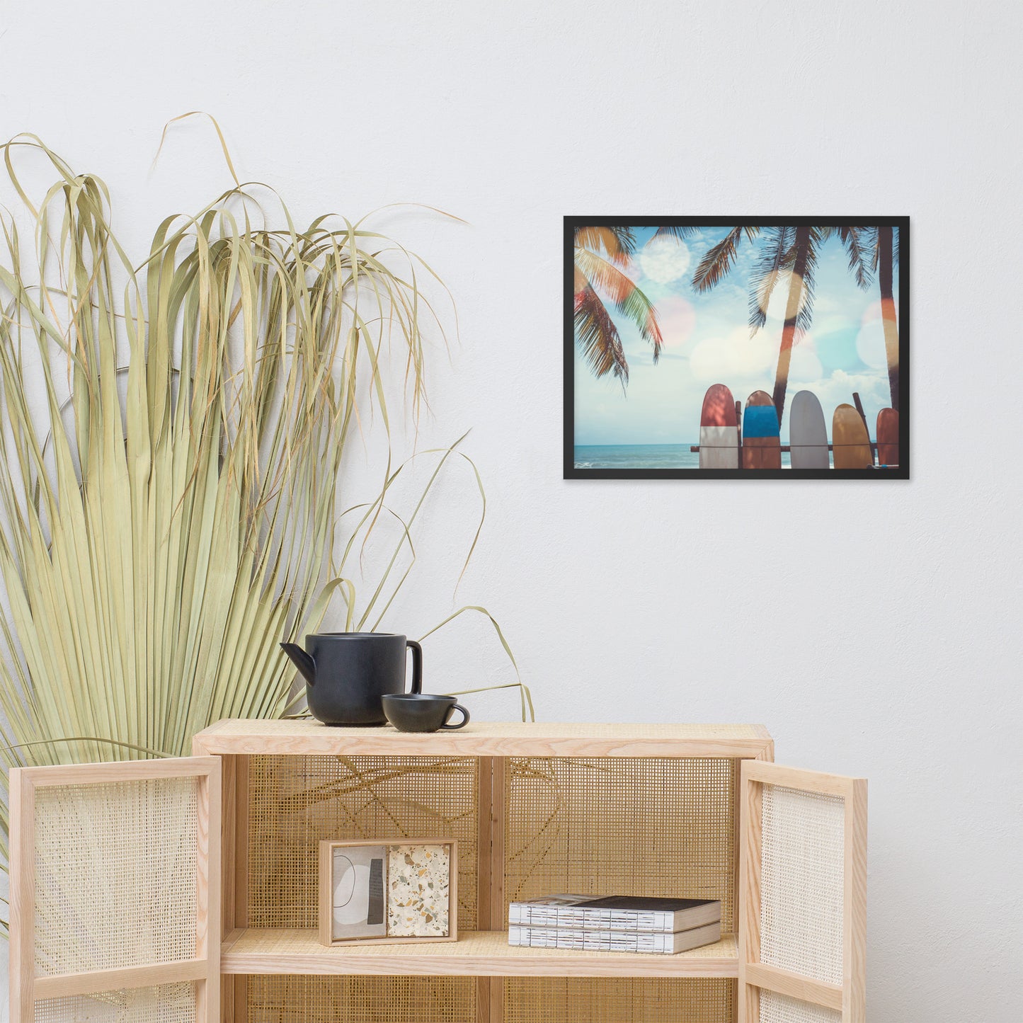 Surf Life Tropical Landscape Surfboard Scene Lifestyle Photograph Framed Wall Art Print