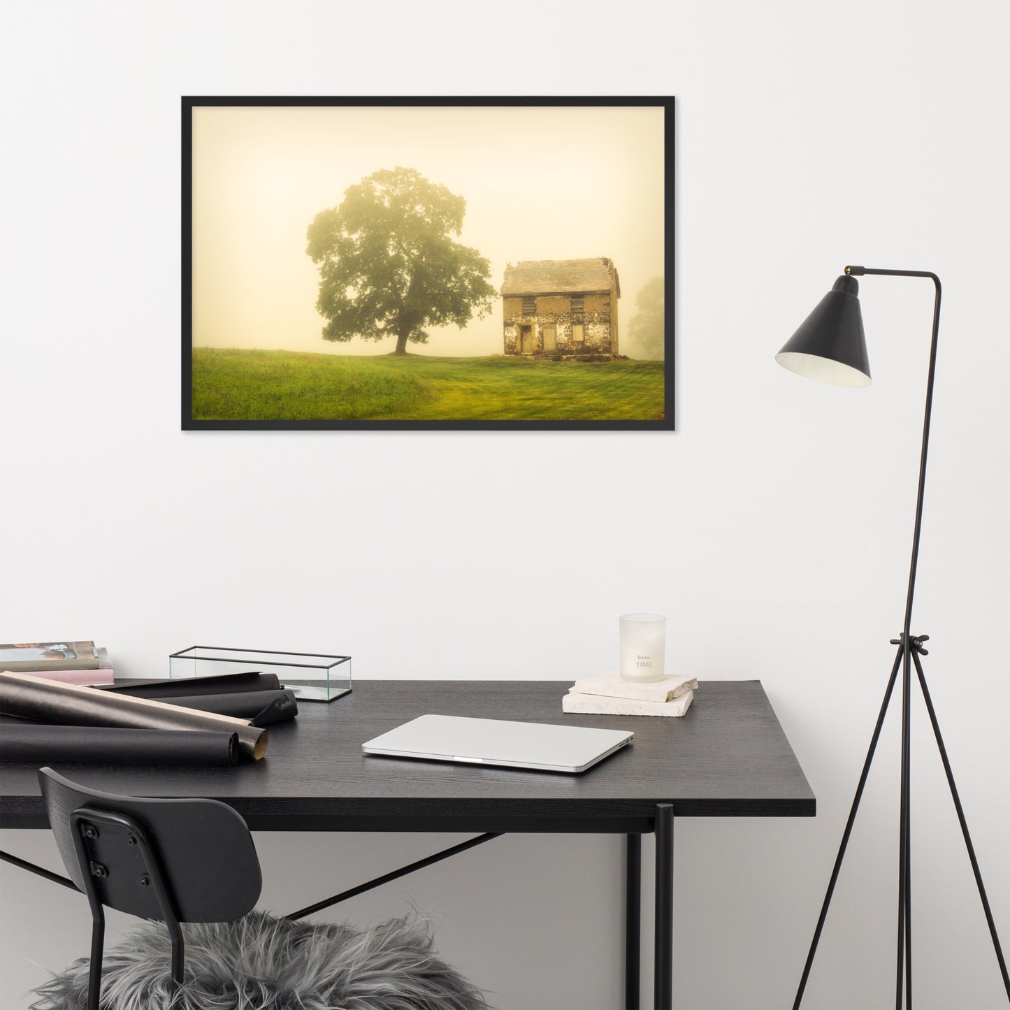 Home Office Room Wall Decor: Abandoned House - Rustic / Rural / Country Style Landscape / Nature Framed Photo Paper Wall Art Prints - Artwork - Wall Decor
