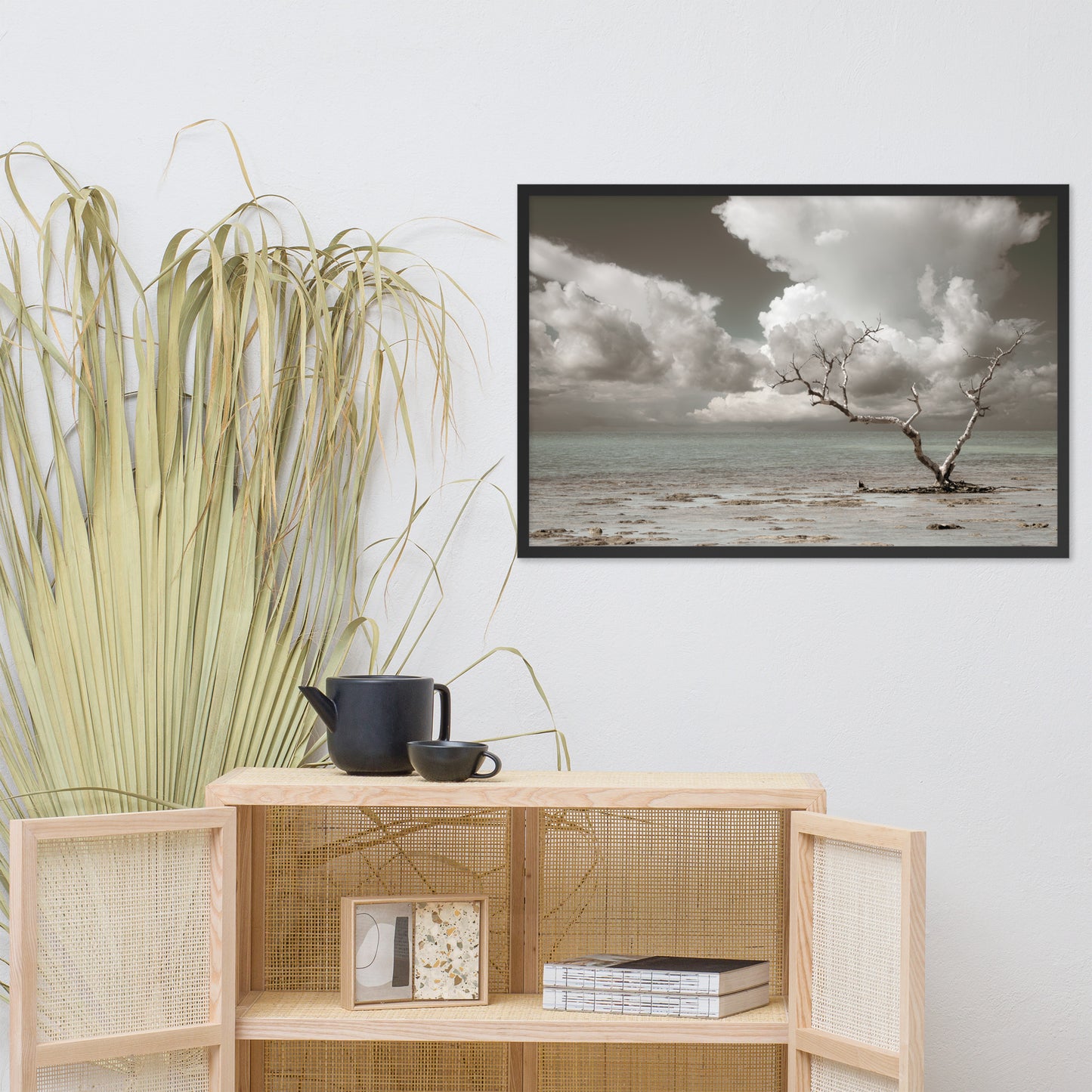 Wanderlust Aged and Colorized Coastal Landscape Photo Framed Wall Art Print