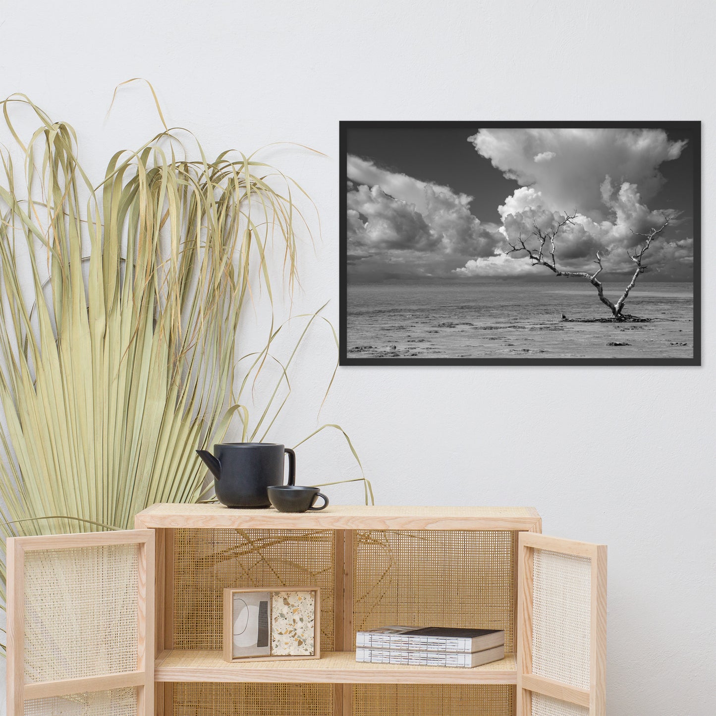 Wanderlust High Contrast Black and White Coastal Landscape Photo Framed Wall Art Print