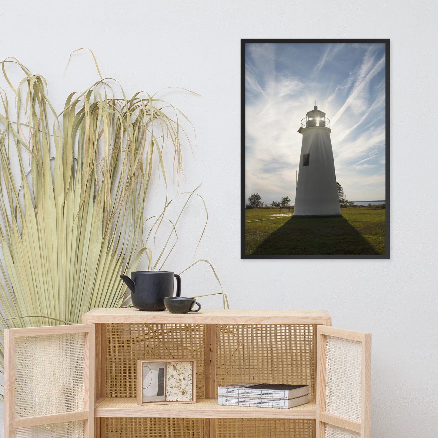 Turkey Point Lighthouse with Sun Flare Framed Photo Paper Wall Art Prints