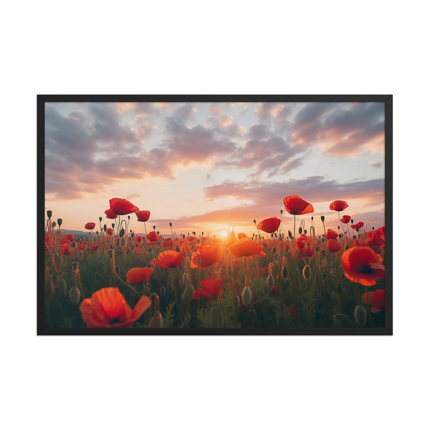 Framed Floral Art: A field of Memories Photorealistic Digital Flower Artwork