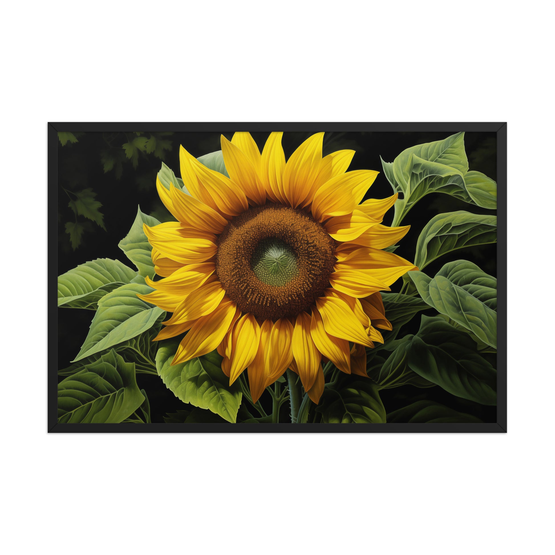 Framed Floral Artwork Sunflower: A Moment of Gold Digital Floral Artwork