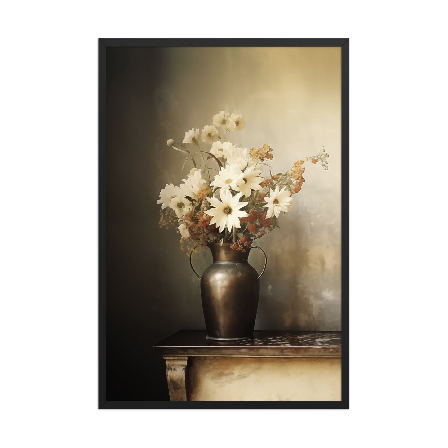 A Moment of Bloom Floral Bouquet Retro Subdued Photorealism Framed Wall Art Print