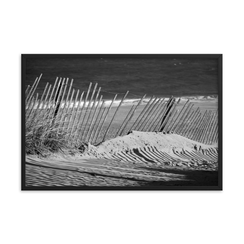 Sandy Beach Fence at the Shore Landscape Framed Photo Paper Wall Art Prints