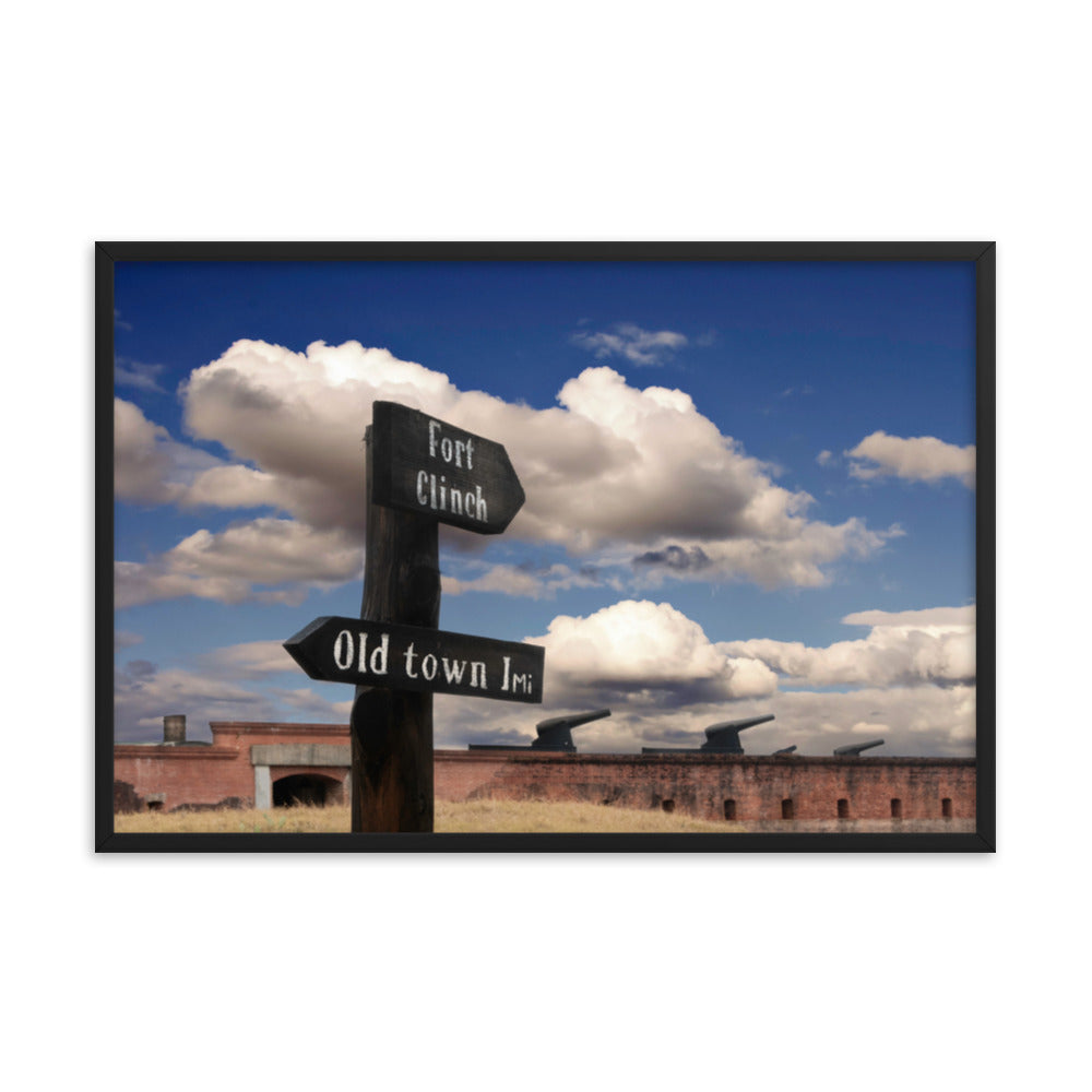 Path Sign and Fort Clinch Urban Landscape Photo Framed Wall Art Print