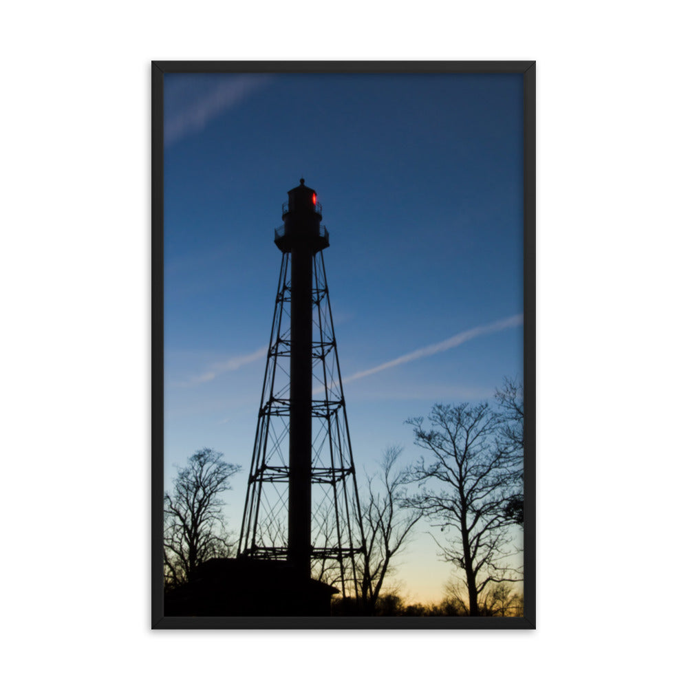 Reedy Point Rear Lighthouse Silhouette Urban Landscape Photo Framed Wall Art Print