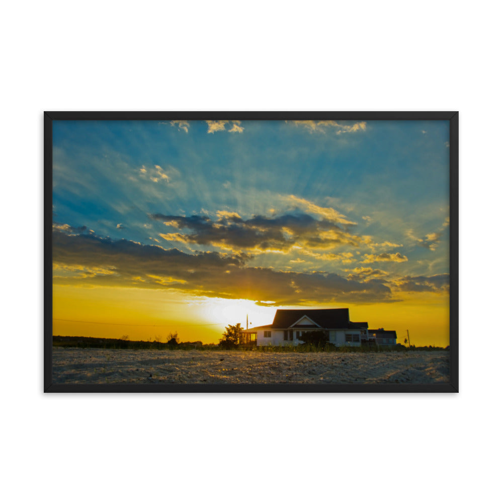 Sunset at Bowers Beach Coastal Landscape Framed Photo Paper Wall Art Prints