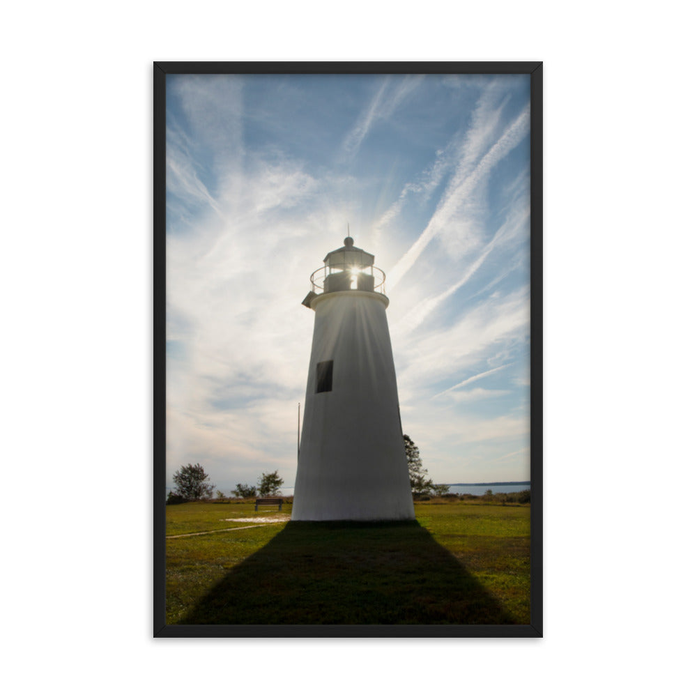 Turkey Point Lighthouse with Sun Flare Framed Photo Paper Wall Art Prints