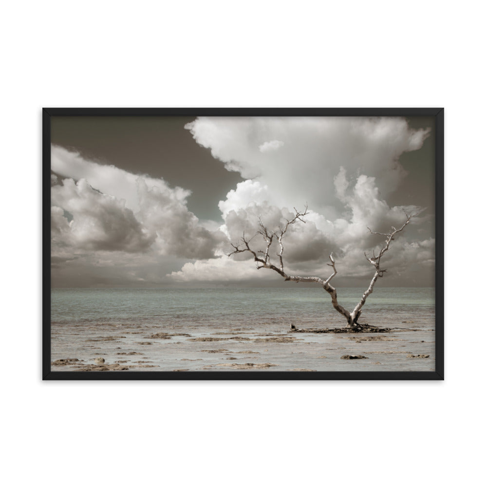 Wanderlust Aged and Colorized Coastal Landscape Photo Framed Wall Art Print