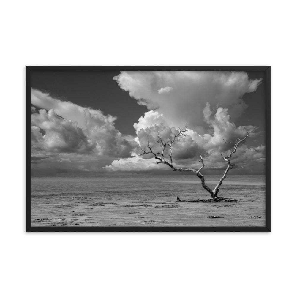 Wanderlust High Contrast Black and White Coastal Landscape Photo Framed Wall Art Print