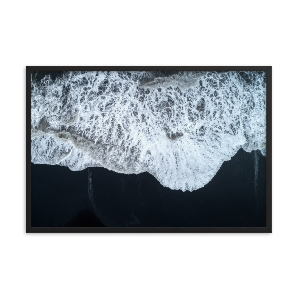 White Waters and Black Sand Coastal Landscape Framed Photo Paper Wall Art Prints