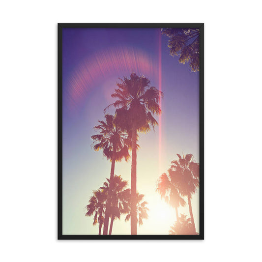 Retro Palm Trees Coastal Beach Botanical Nature Photograph Framed Wall Art Print
