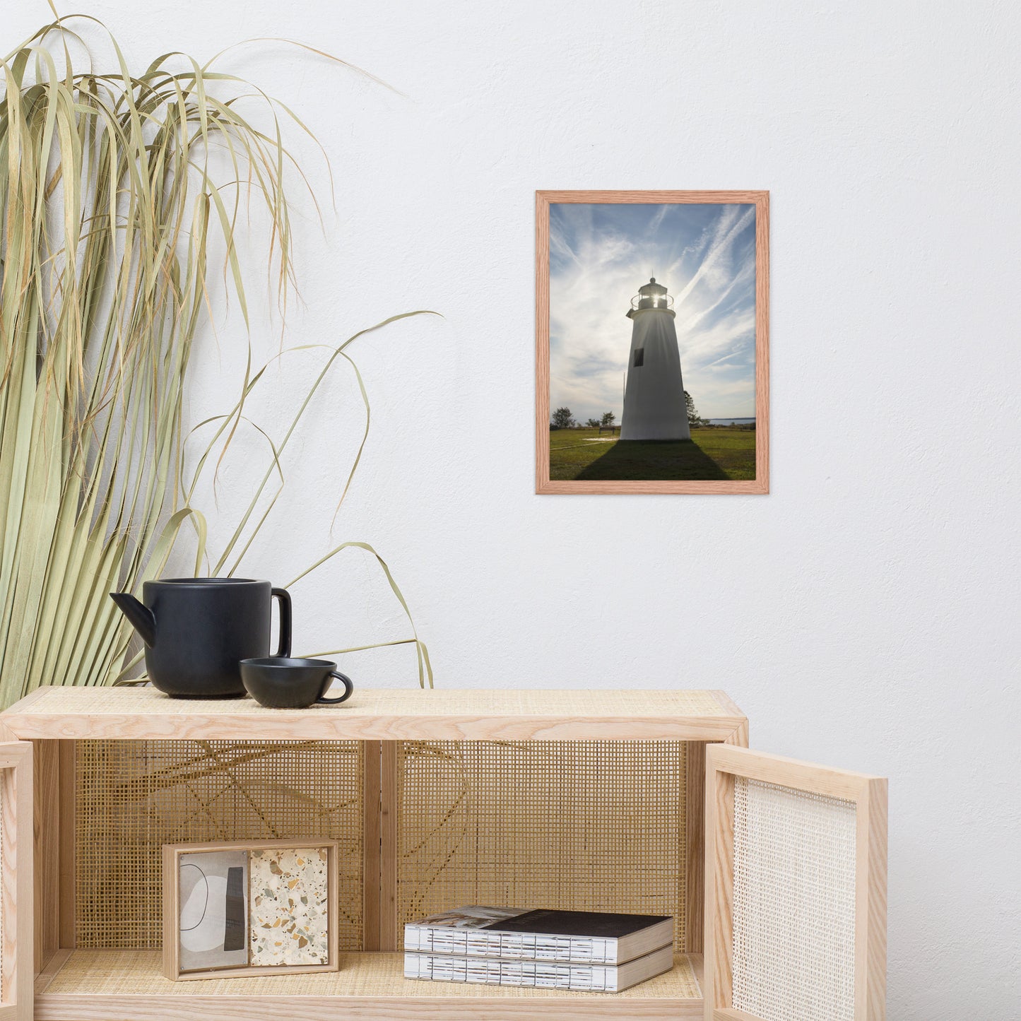 Turkey Point Lighthouse with Sun Flare Framed Photo Paper Wall Art Prints