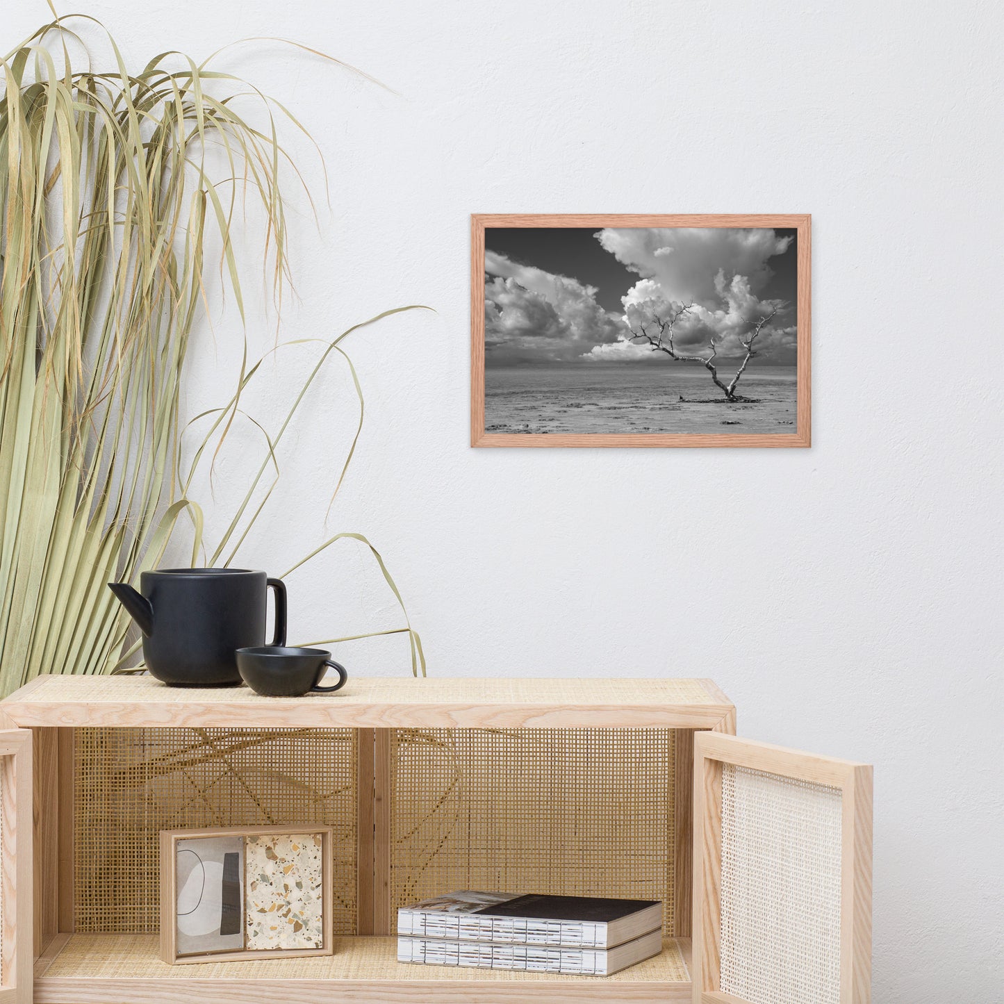 Wanderlust High Contrast Black and White Coastal Landscape Photo Framed Wall Art Print