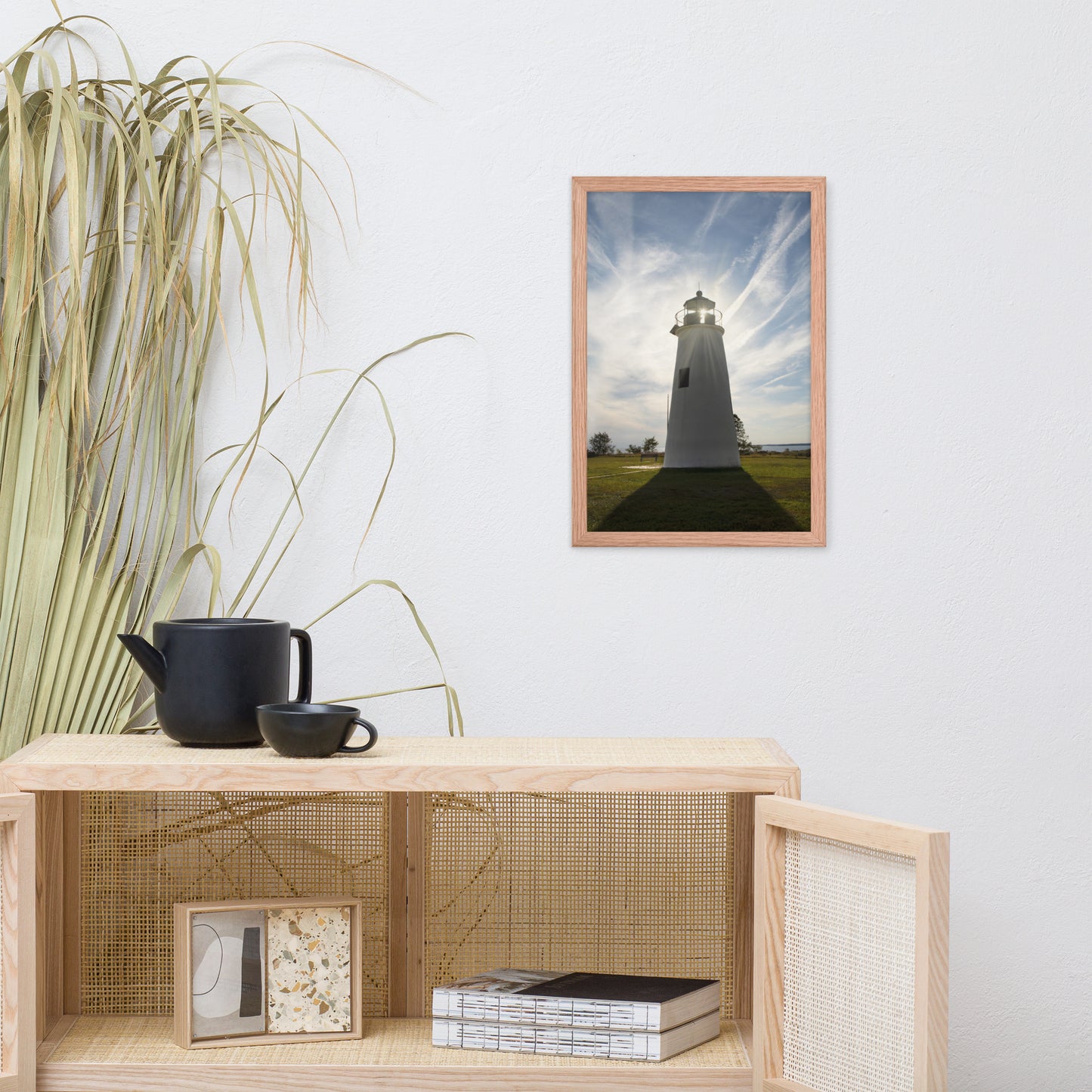 Turkey Point Lighthouse with Sun Flare Framed Photo Paper Wall Art Prints