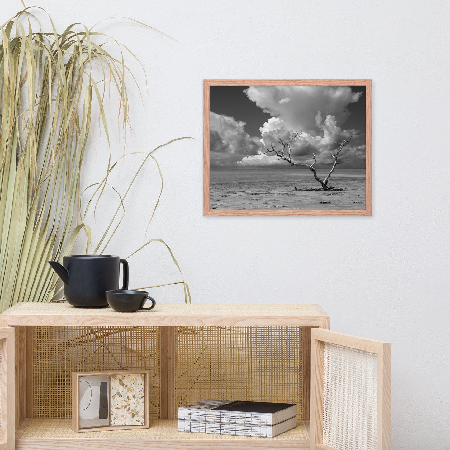 Wanderlust High Contrast Black and White Coastal Landscape Photo Framed Wall Art Print