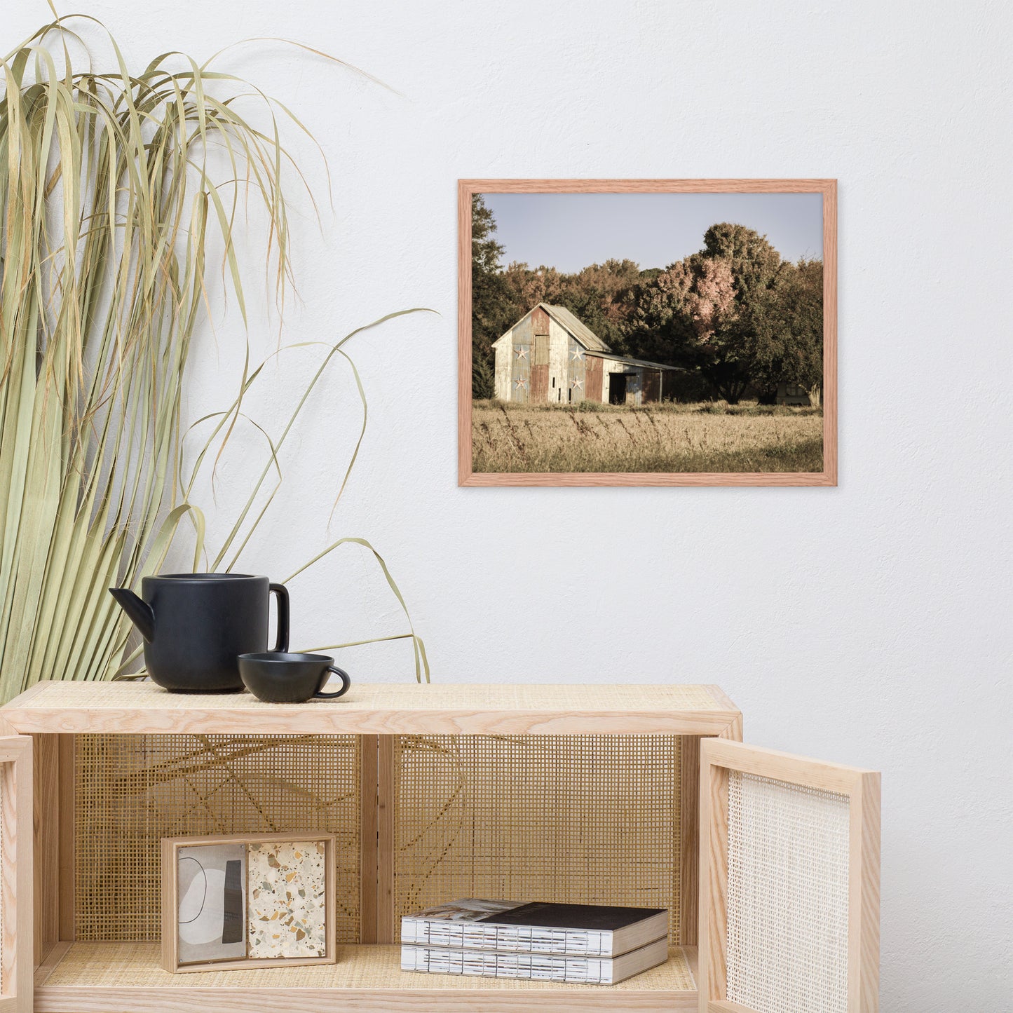 Patriotic Barn in Field Aged Effect Framed Photo Paper Wall Art Prints