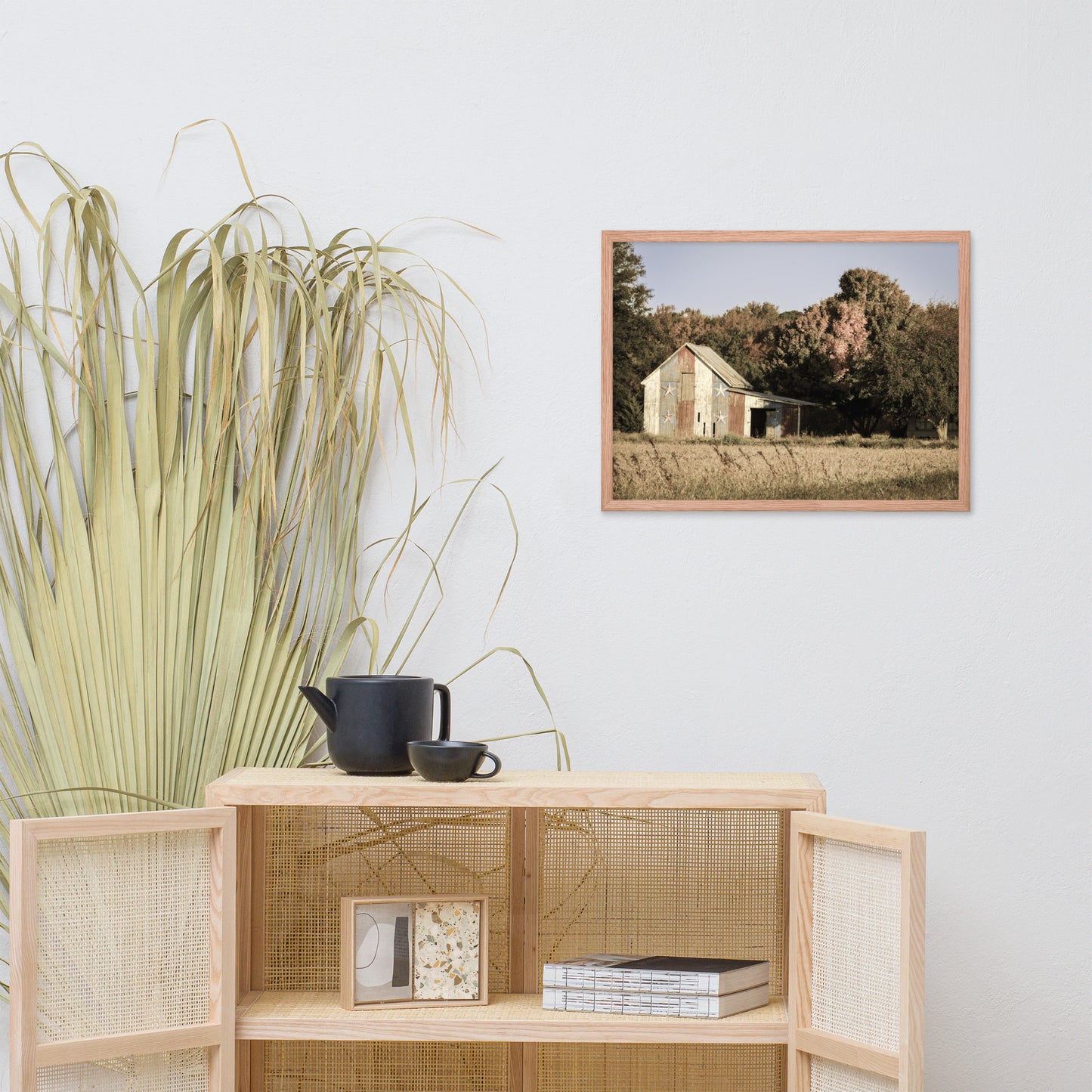 Patriotic Barn in Field Aged Effect Framed Photo Paper Wall Art Prints
