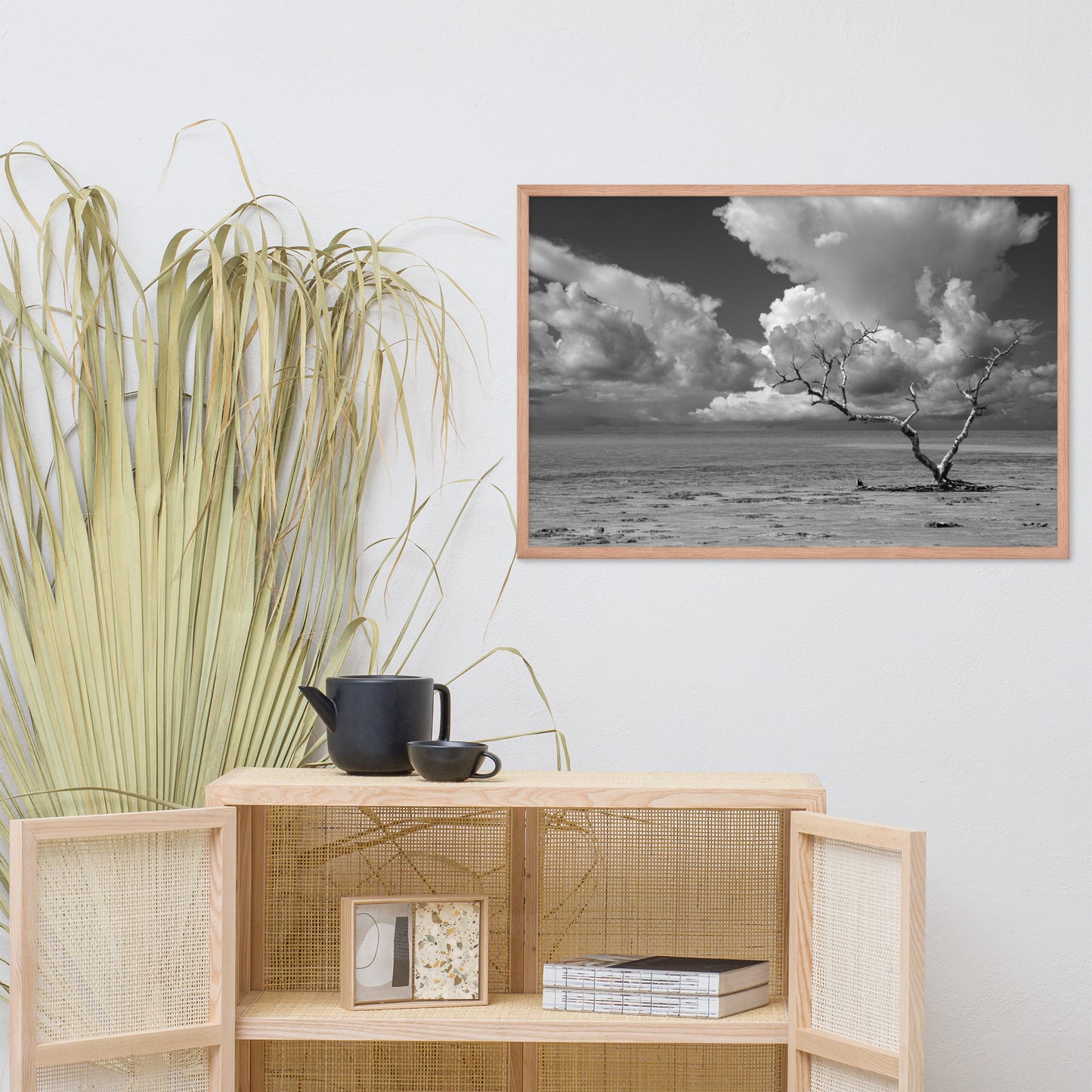 Wanderlust High Contrast Black and White Coastal Landscape Photo Framed Wall Art Print