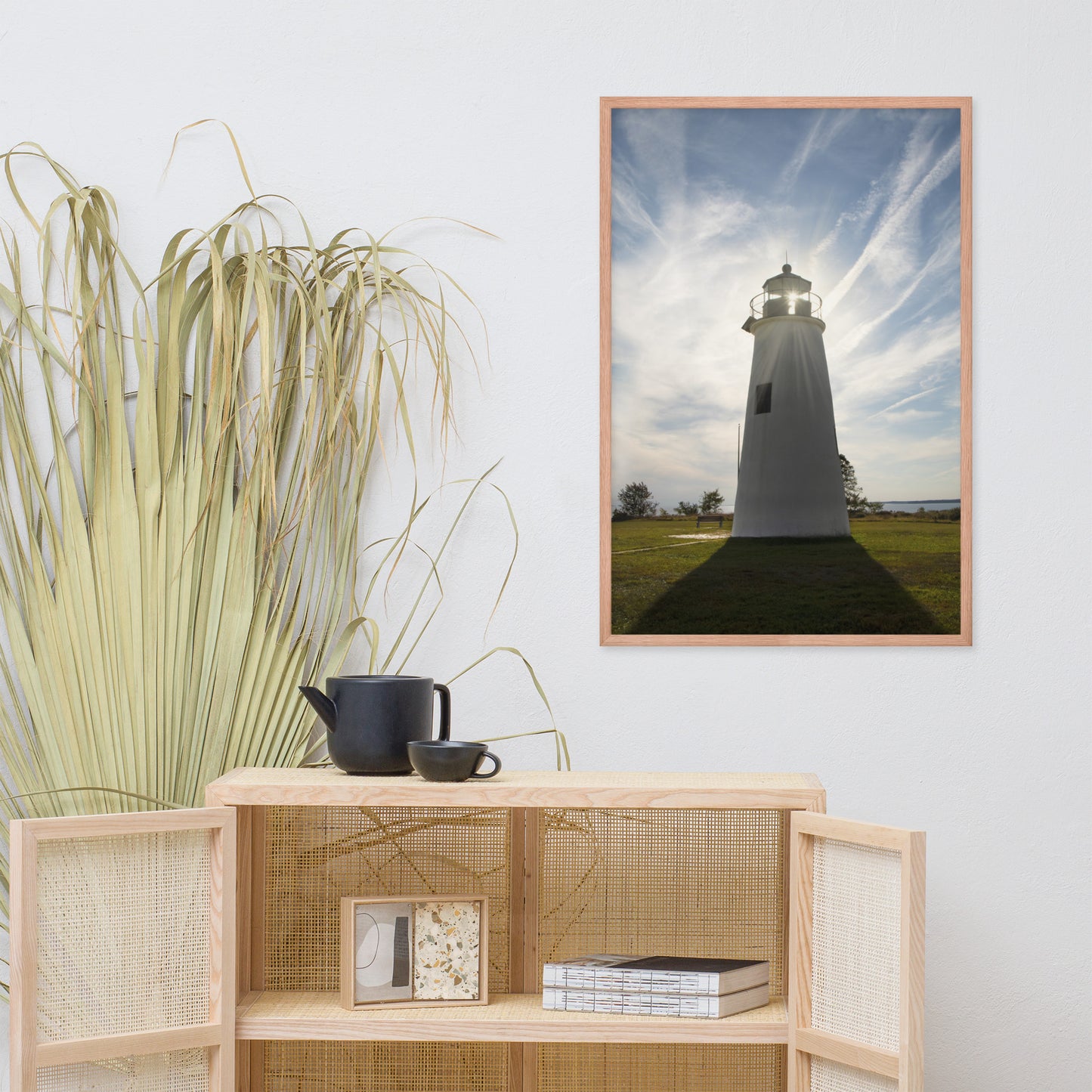 Turkey Point Lighthouse with Sun Flare Framed Photo Paper Wall Art Prints