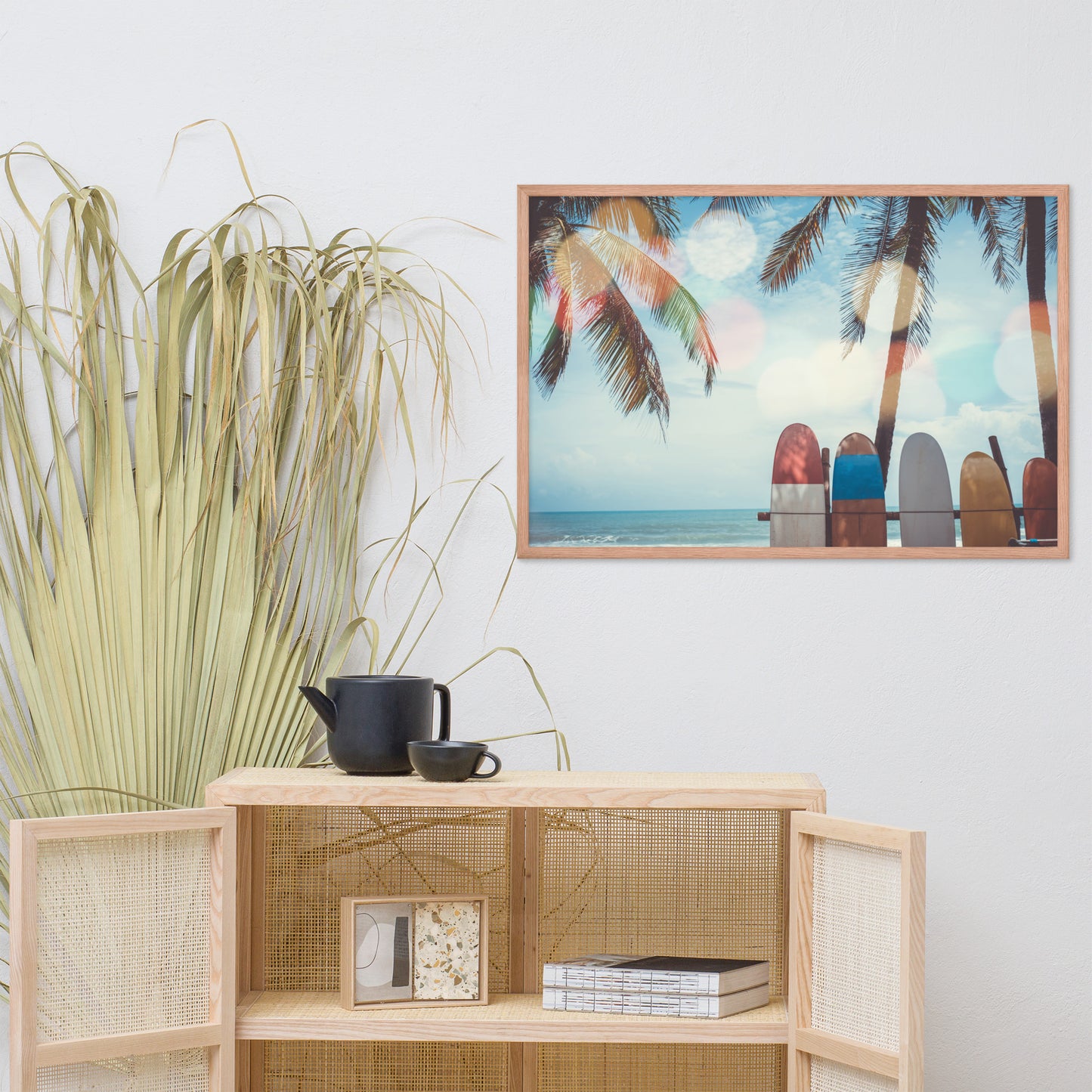 Surf Life Tropical Landscape Surfboard Scene Lifestyle Photograph Framed Wall Art Print