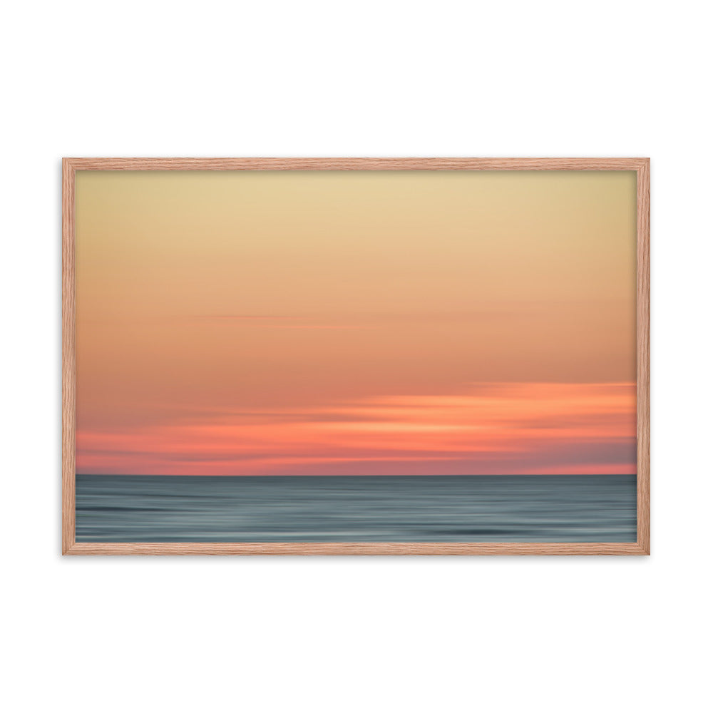bedroom wall decor, Pink Coastal Wall Art: Abstract Color Blend Ocean Sunset - Coastal / Beach / Seascape / Nature / Landscape Photo Framed Wall Art Print - Artwork - Wall Decor