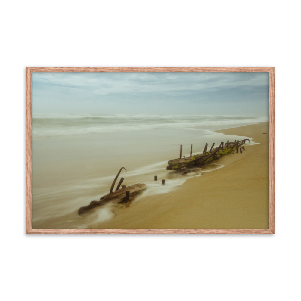 Misty Shipwreck Coastal Landscape Framed Photo Paper Wall Art Prints