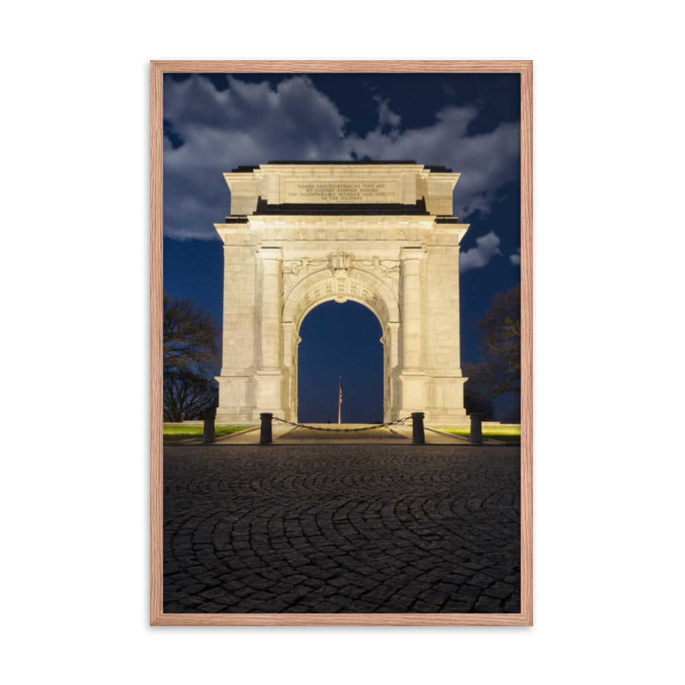 Night Photo At Valley Forge Arch Urban Landscape Photo Framed Wall Art Print