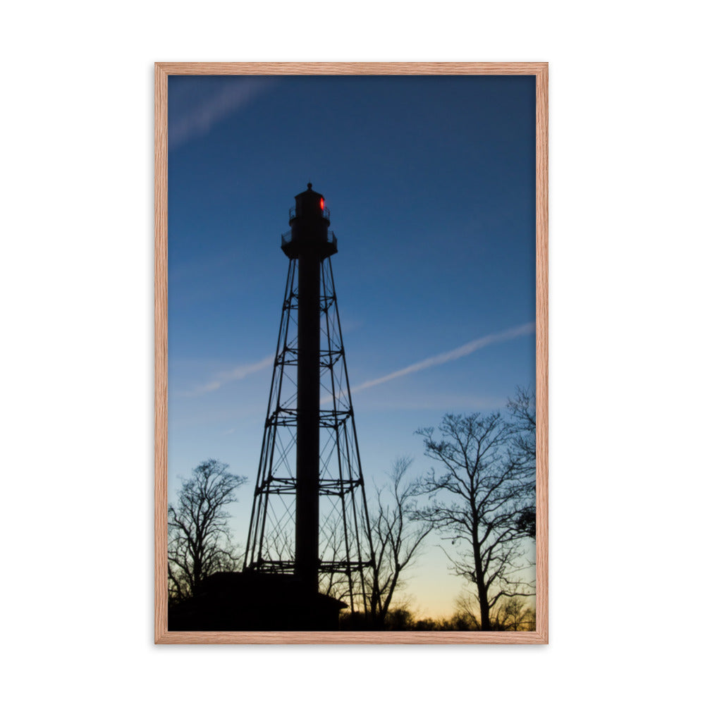 Reedy Point Rear Lighthouse Silhouette Urban Landscape Photo Framed Wall Art Print