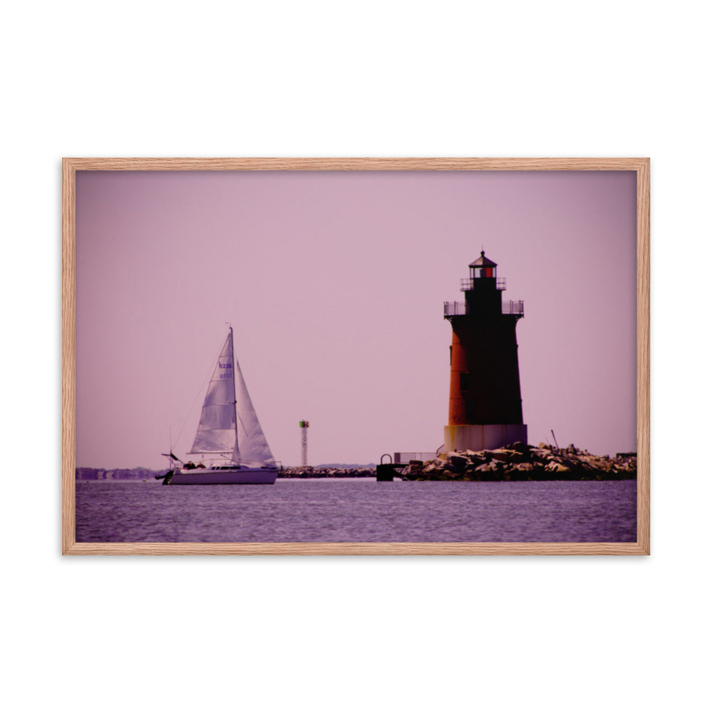 Sailing in the Bay Beach Coastal Landscape Framed Photo Paper Wall Art Prints