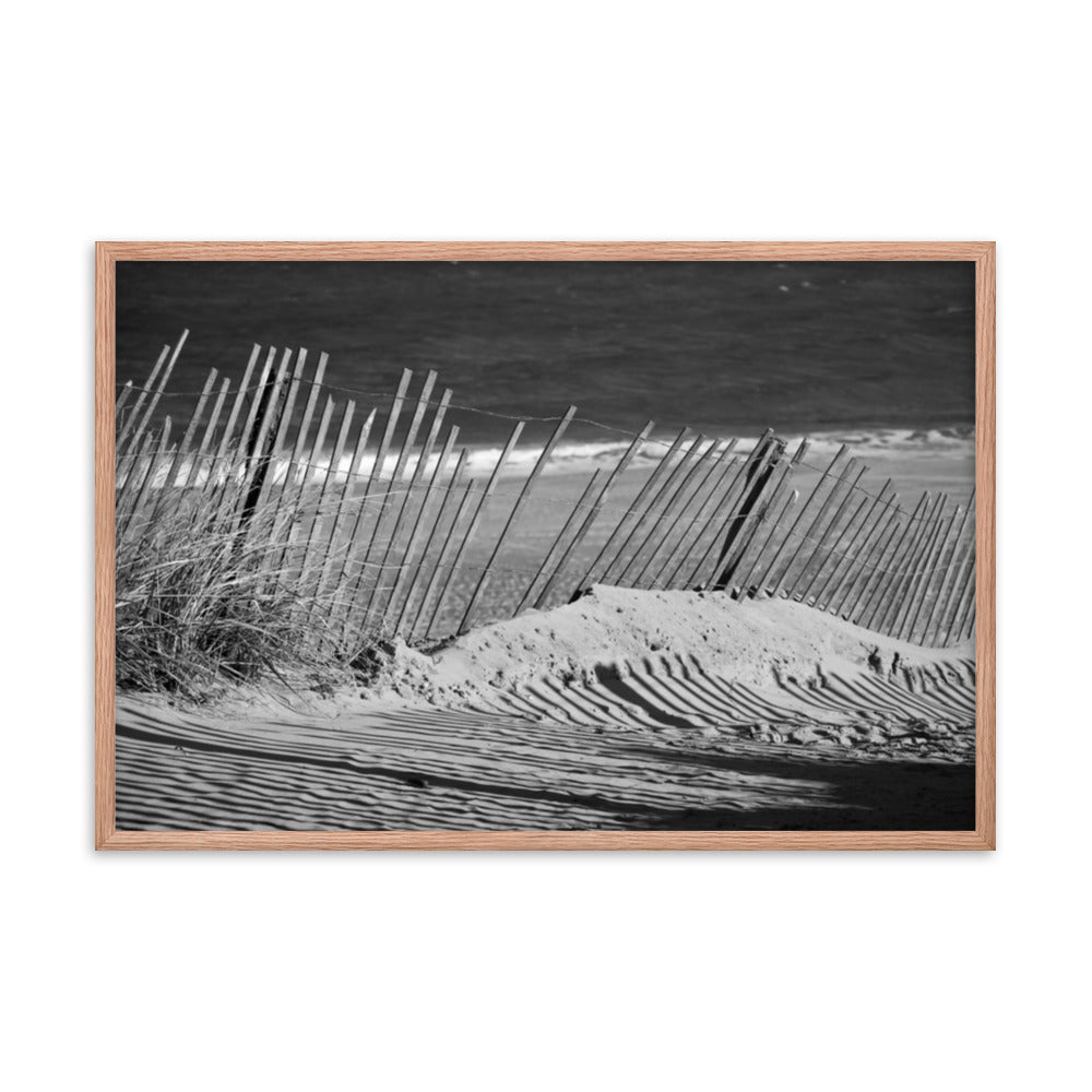 Sandy Beach Fence at the Shore Landscape Framed Photo Paper Wall Art Prints