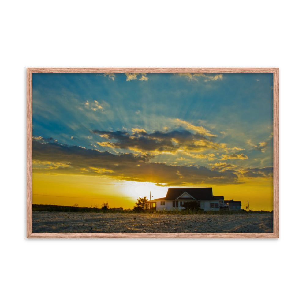 Sunset at Bowers Beach Coastal Landscape Framed Photo Paper Wall Art Prints