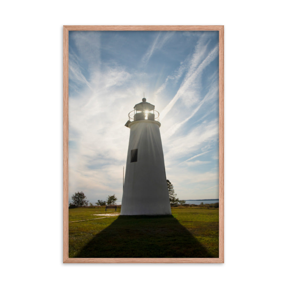 Turkey Point Lighthouse with Sun Flare Framed Photo Paper Wall Art Prints