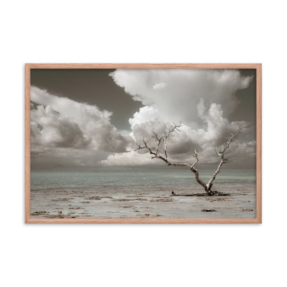 Wanderlust Aged and Colorized Coastal Landscape Photo Framed Wall Art Print