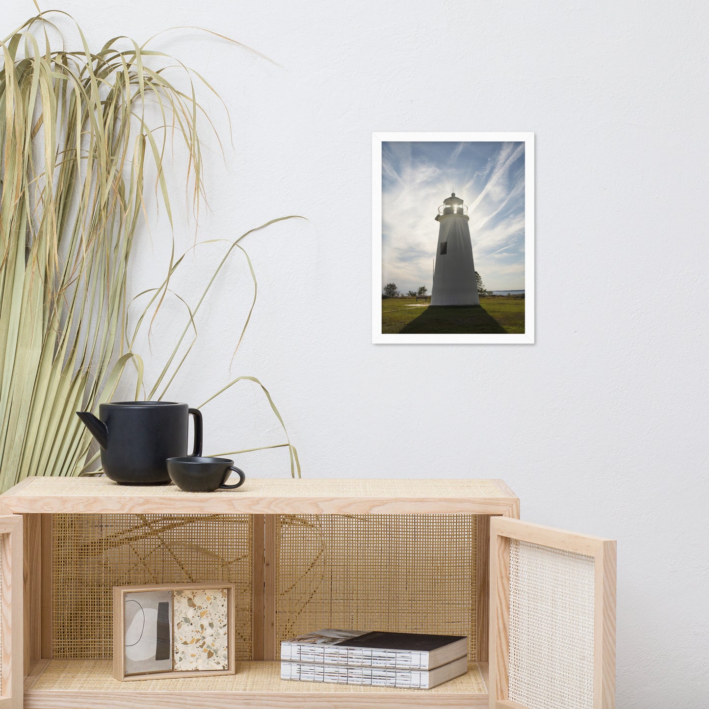 Turkey Point Lighthouse with Sun Flare Framed Photo Paper Wall Art Prints