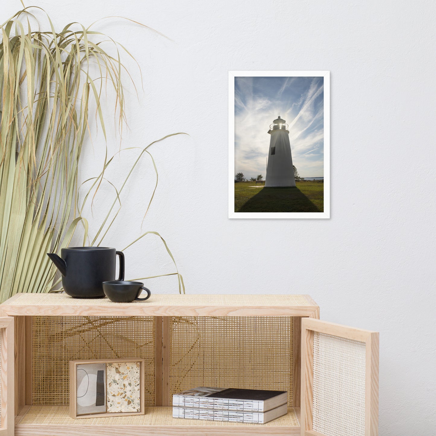 Turkey Point Lighthouse with Sun Flare Framed Photo Paper Wall Art Prints
