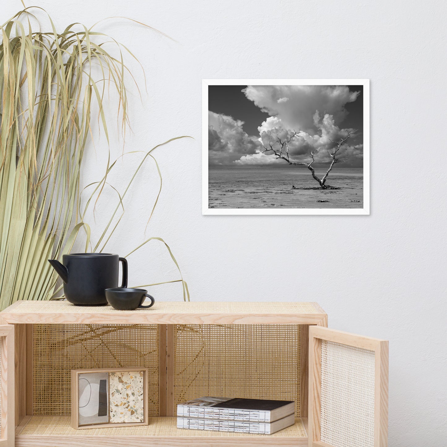 Wanderlust High Contrast Black and White Coastal Landscape Photo Framed Wall Art Print