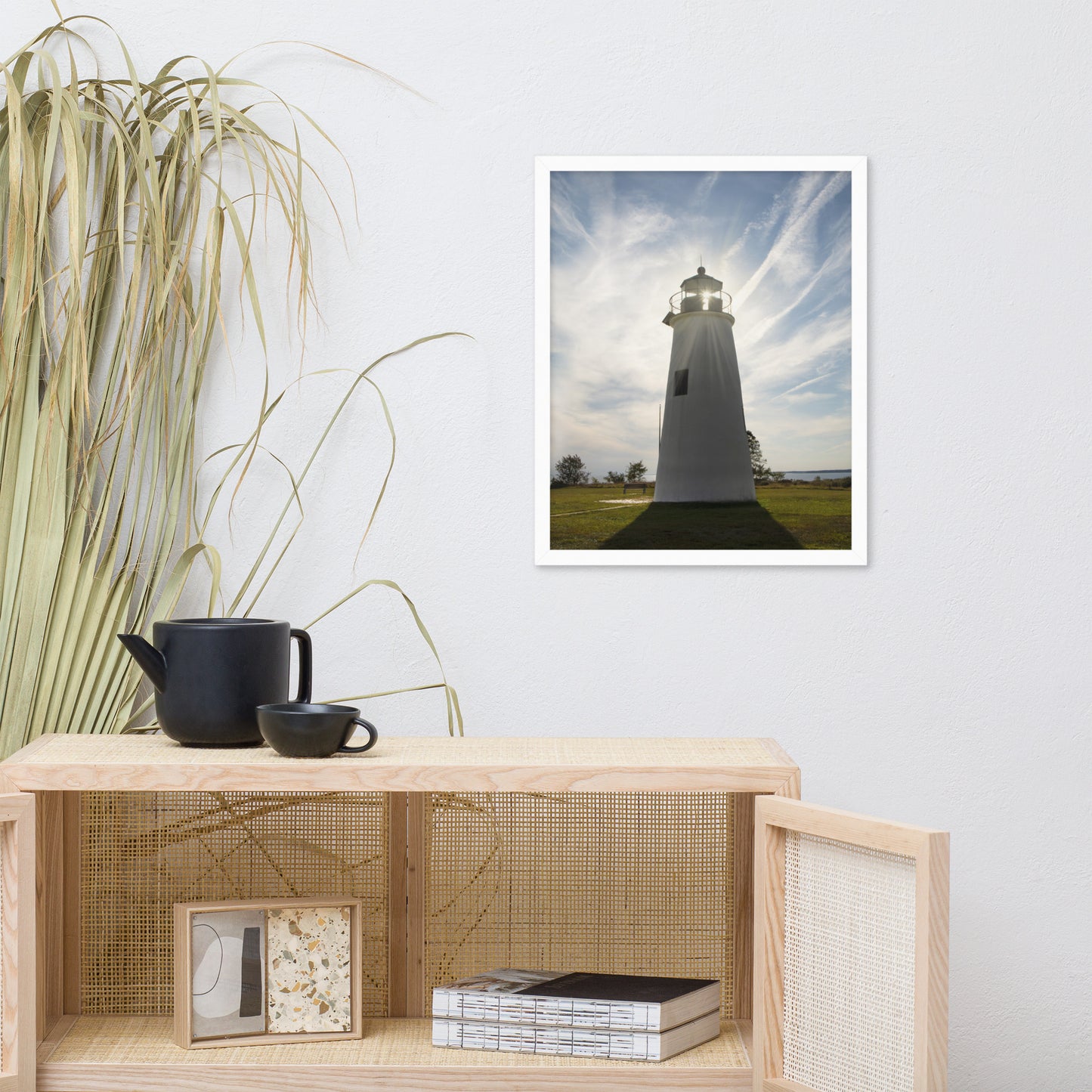 Turkey Point Lighthouse with Sun Flare Framed Photo Paper Wall Art Prints