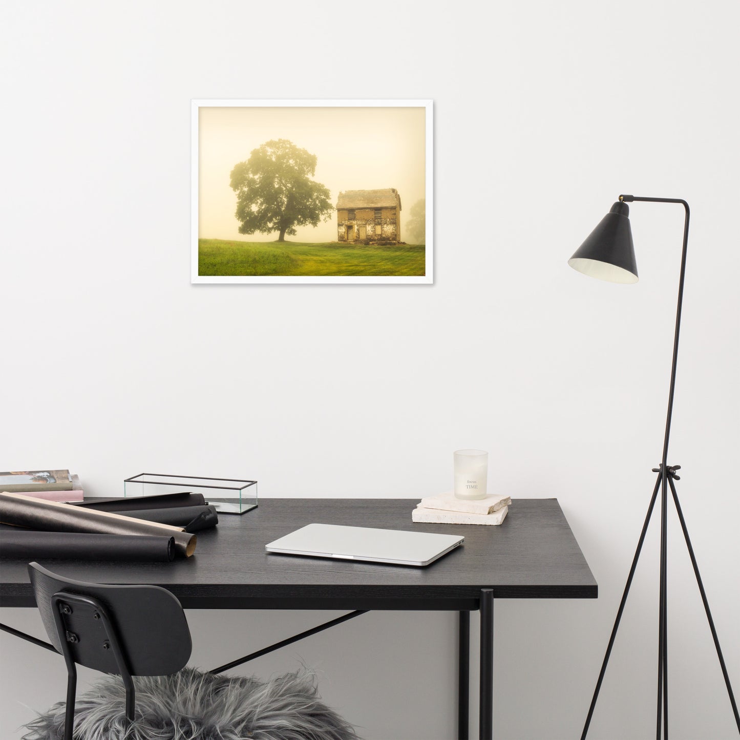 Office Prints For Wall: Abandoned House - Rustic / Rural / Country Style Landscape / Nature Framed Photo Paper Wall Art Prints - Artwork - Wall Decor