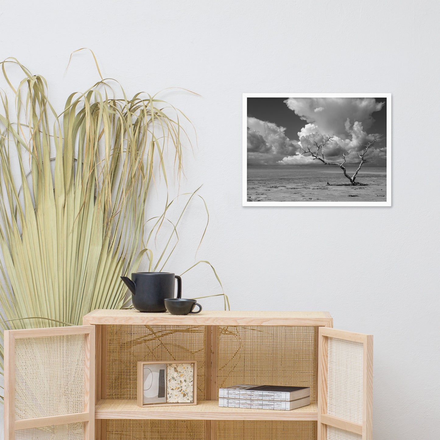 Wanderlust High Contrast Black and White Coastal Landscape Photo Framed Wall Art Print