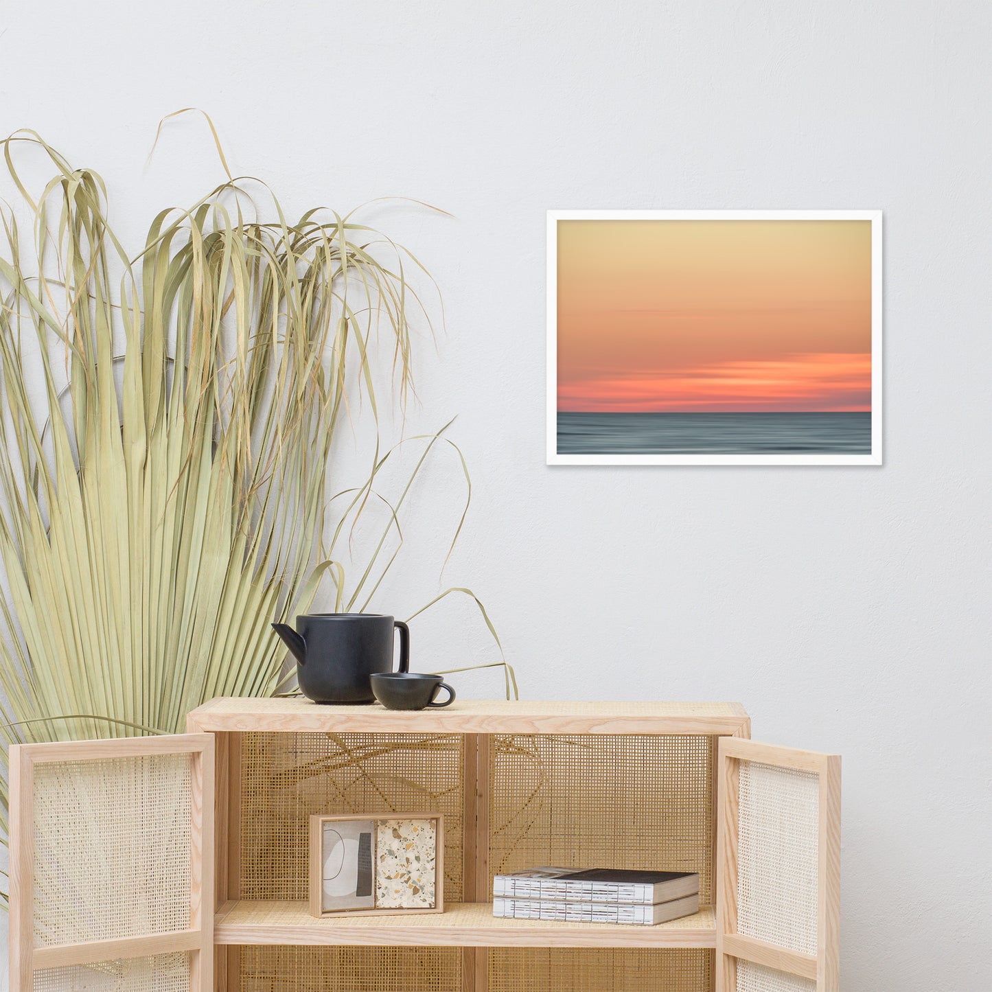wall art for living room wall, Pink Coastal Wall Art: Abstract Color Blend Ocean Sunset - Coastal / Beach / Seascape / Nature / Landscape Photo Framed Wall Art Print - Artwork - Wall Decor