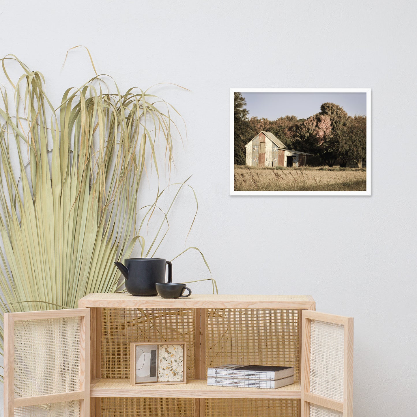 Patriotic Barn in Field Aged Effect Framed Photo Paper Wall Art Prints