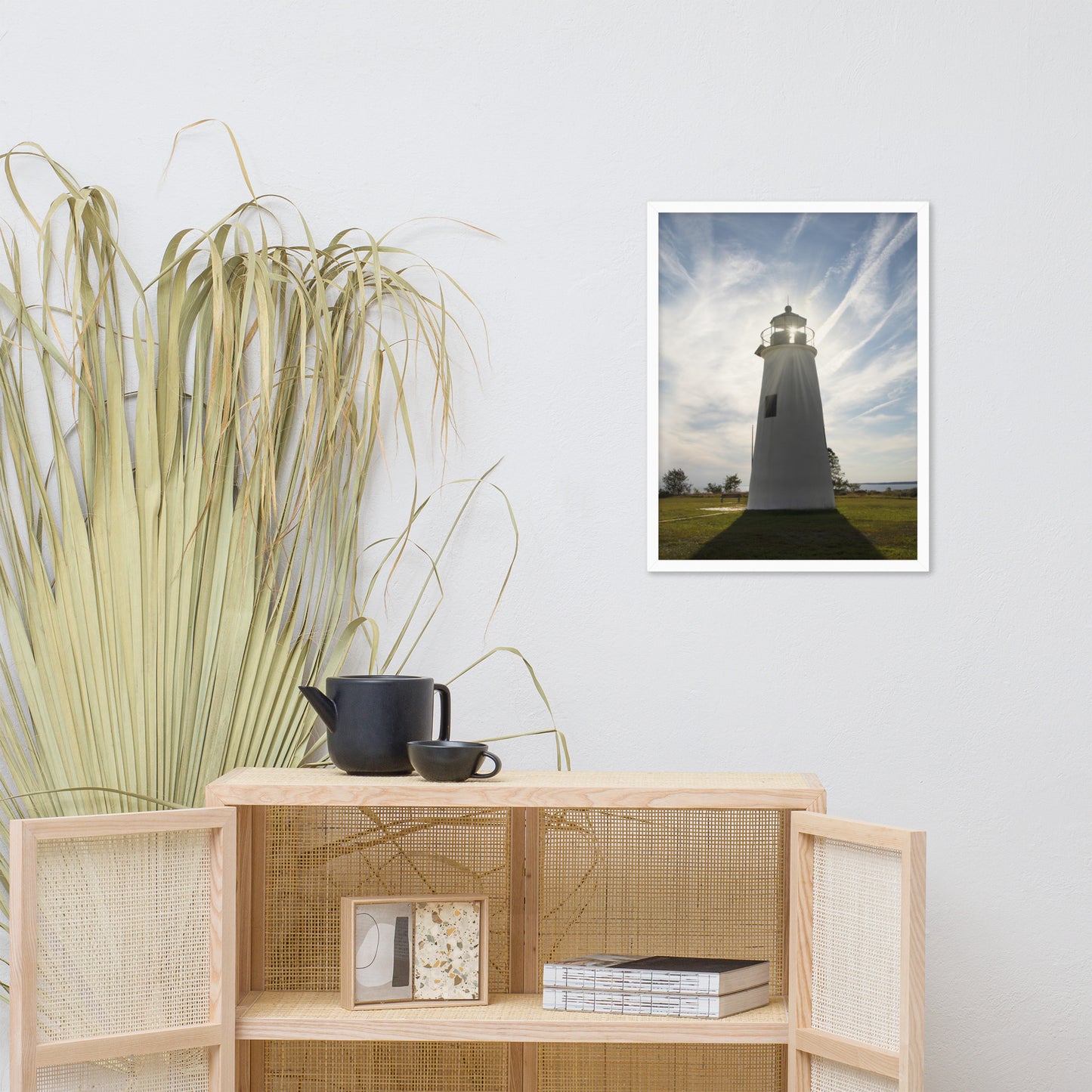 Turkey Point Lighthouse with Sun Flare Framed Photo Paper Wall Art Prints