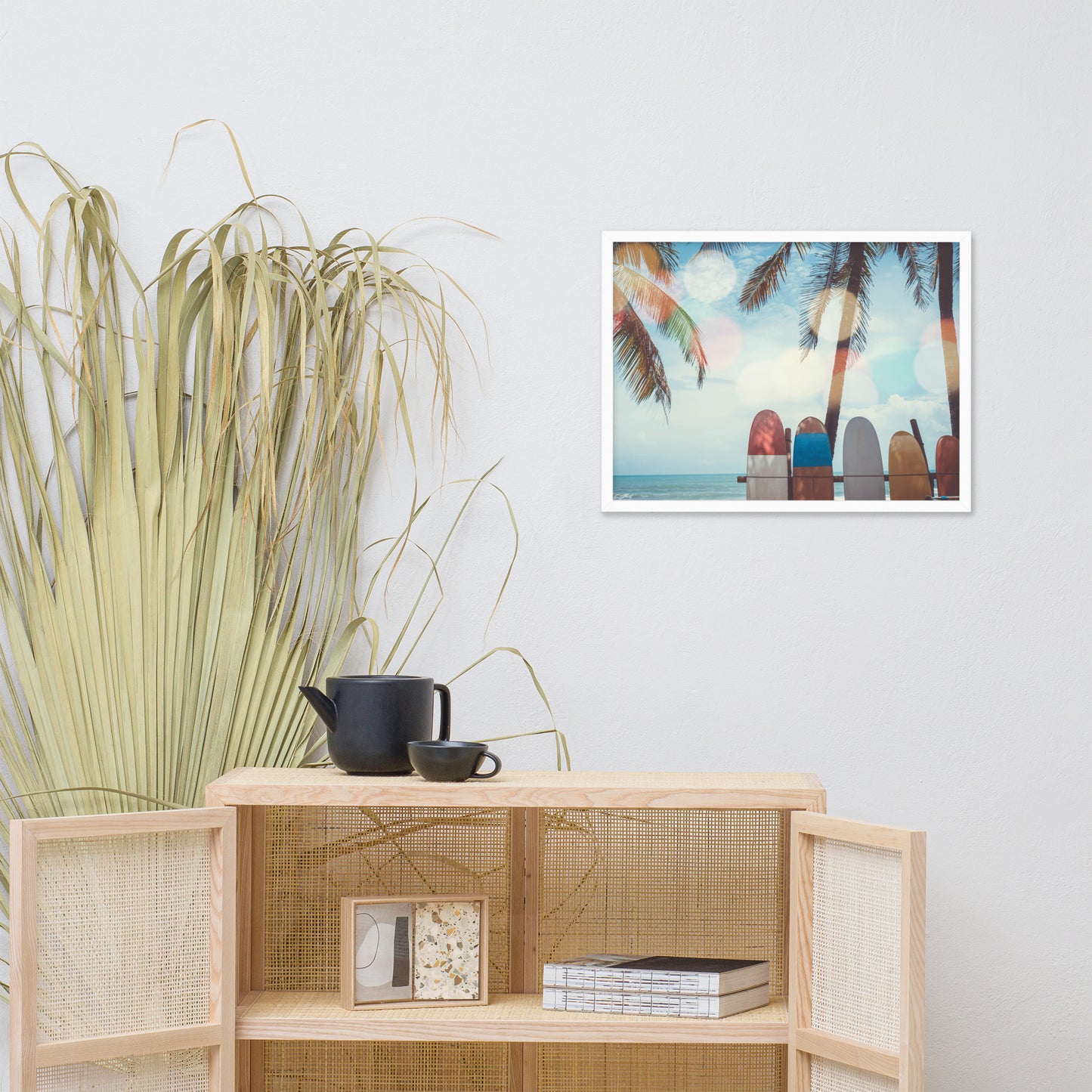 Surf Life Tropical Landscape Surfboard Scene Lifestyle Photograph Framed Wall Art Print