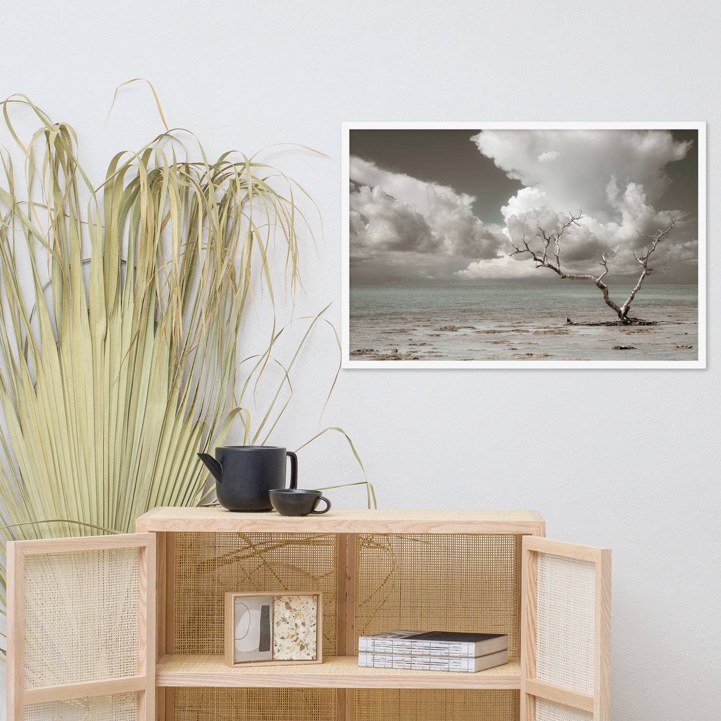 Wanderlust Aged and Colorized Coastal Landscape Photo Framed Wall Art Print