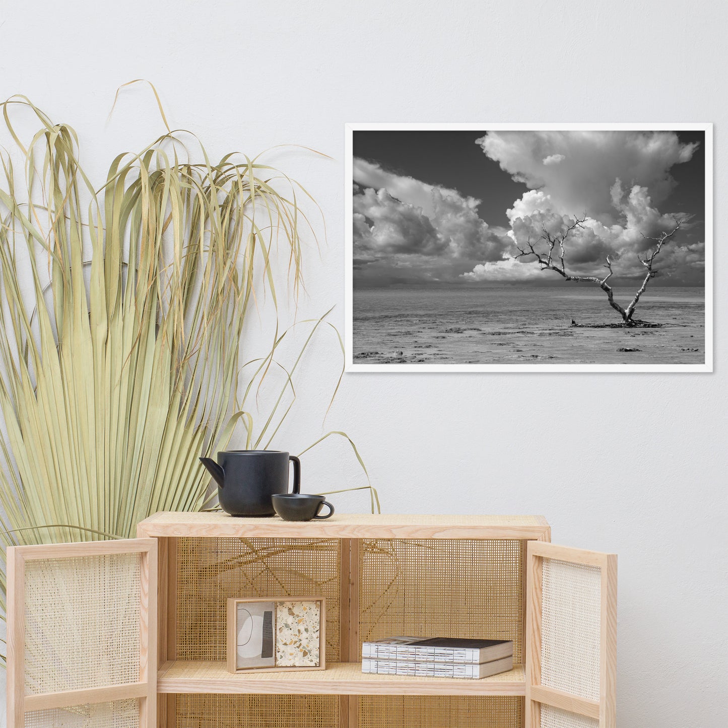 Wanderlust High Contrast Black and White Coastal Landscape Photo Framed Wall Art Print